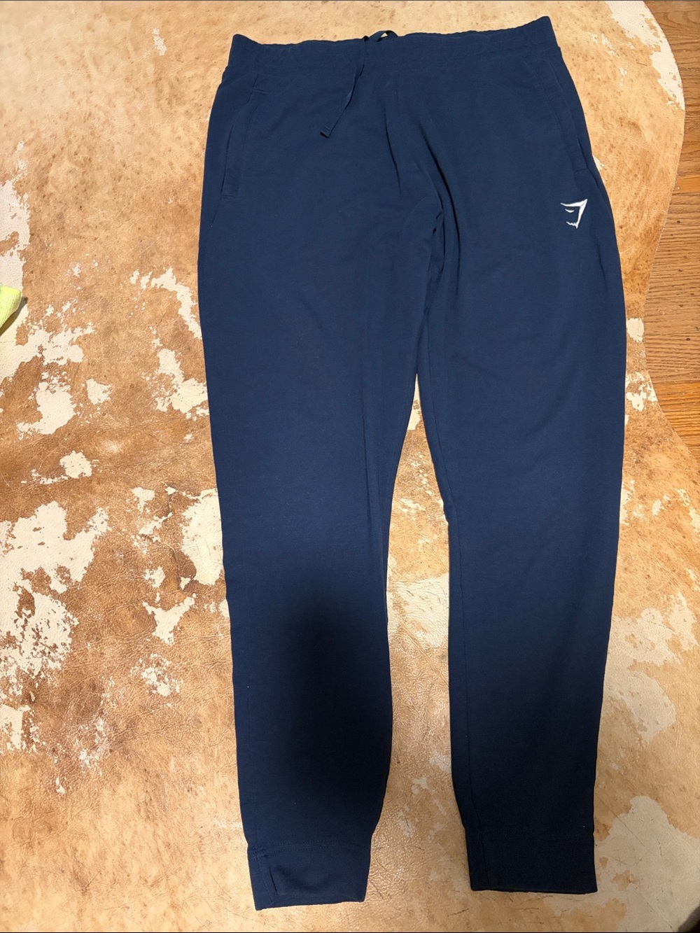 Gymshark Men's Navy Blue Joggers with Logo